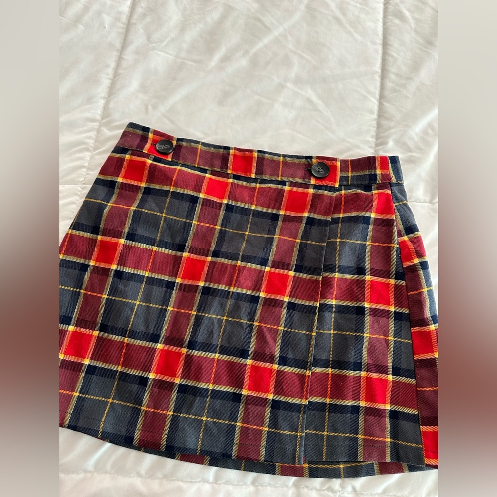 Short Red/Navy Plaid Cross Skirt